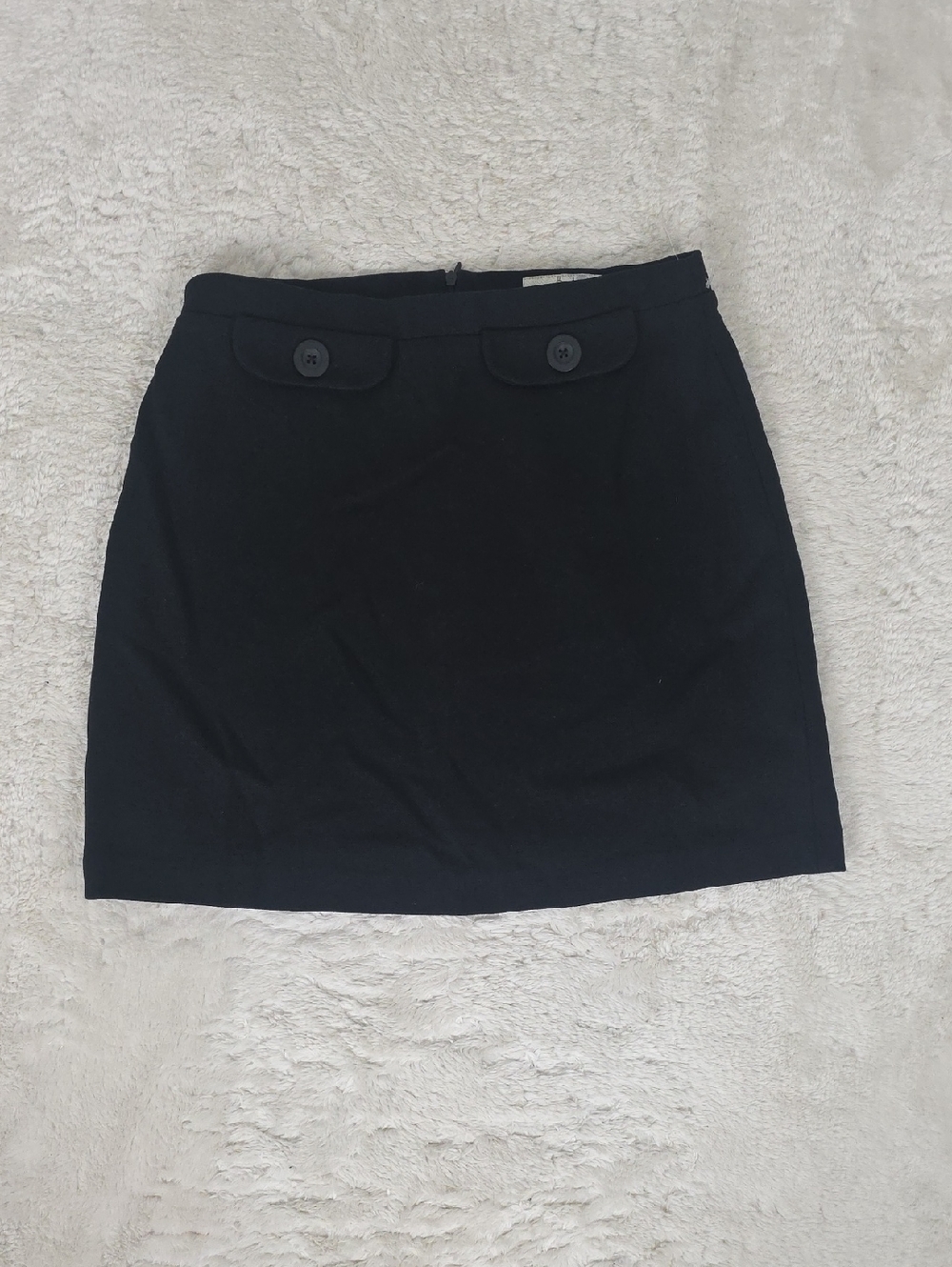 Boden Black Button-Trim Mini Skirt